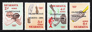 Никарагуа, 1964, Олимпиада Токио, Надпечатка, 4 марки